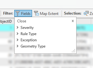 Fields filter options Fields filter options